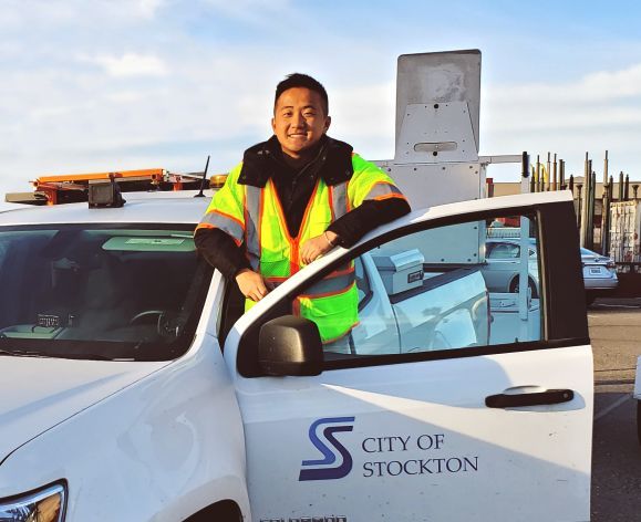 Student working their Co-op with the city of stockton